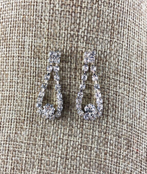 Vintage Rhinestone Pierced Drop Earrings 2 pairs - image 8