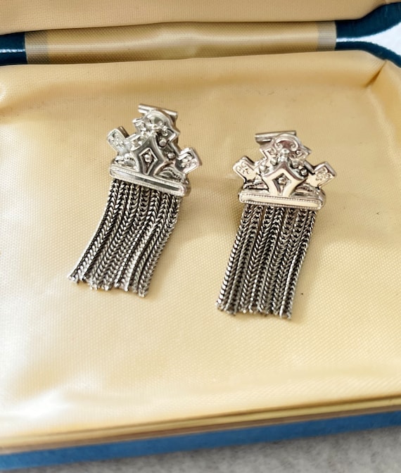 Vintage Silver Tone Marino Clip On Earrings