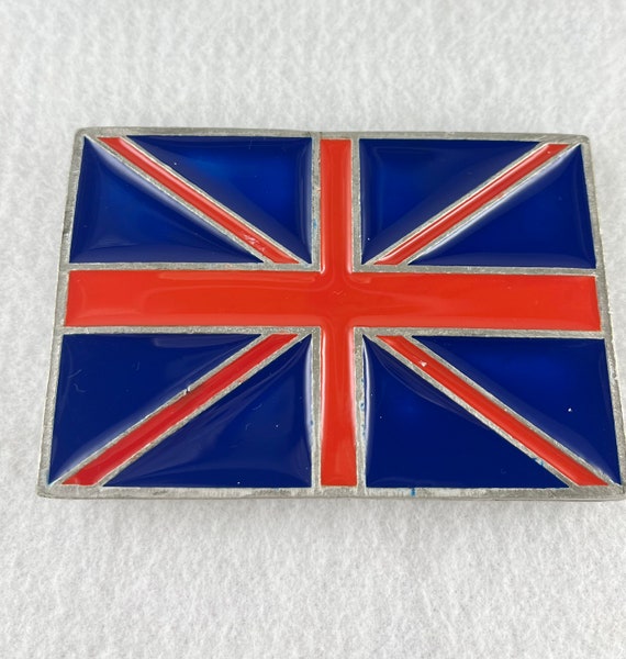 British Union Jack Enamel Belt Buckle - image 1