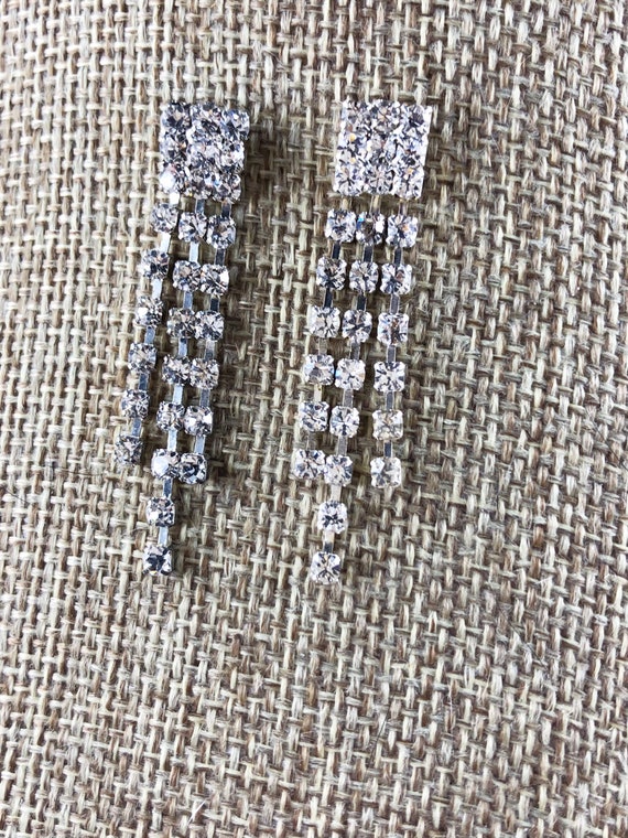 Vintage Rhinestone Pierced Drop Earrings 2 pairs - image 7