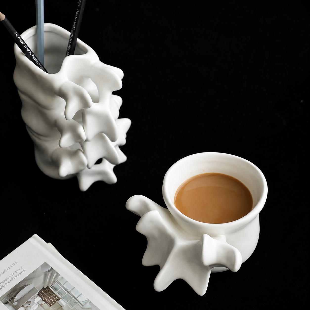 Spine Bone Ceramic Mug Vase Unique Anatomy Decor Cup Pen Holder Gift