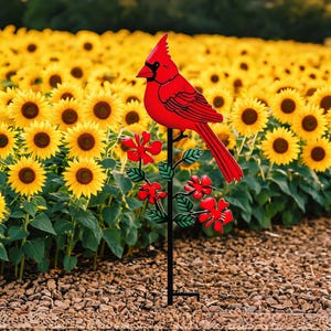 2D-Kardinalvogel-Acryl-Bodeneinsatz, Acryl-Rotkardinal-Blumenhof-Kunstdekor, Geschenk für Gartenliebhaber, Hof-Rasendekoration
