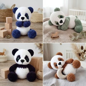 Padrão de crochê de panda em PDF, panda de pelúcia amigurumi, brinquedo de crochê de urso fofo, padrão fácil para iniciantes, download digital imagem 6