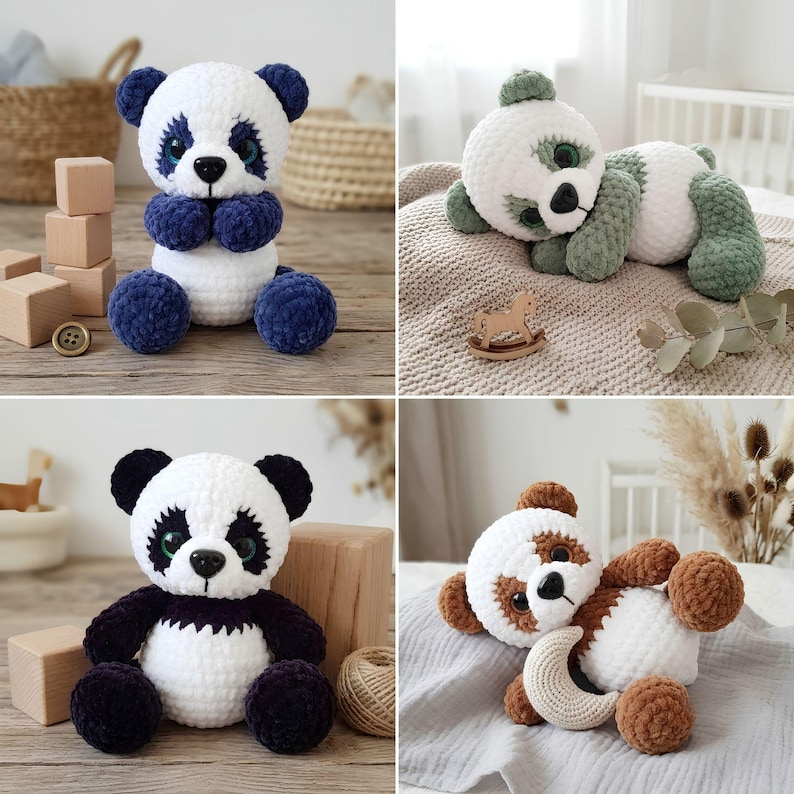 Padrão de crochê de panda em PDF, panda de pelúcia amigurumi, brinquedo de crochê de urso fofo, padrão fácil para iniciantes, download digital imagem 6