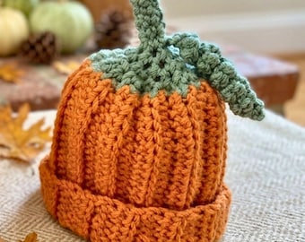 Haakpatroon voor een pompoenmuts, Halloweenmuts (PDF), gehaakte pompoenmuts voor baby's tot volwassenen, herfstmuts, eenvoudig haakpatroon, herfstcadeau