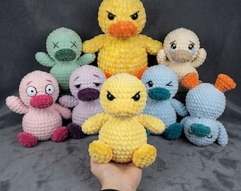 Haakpatroon voor een eend (PDF), pluche eend amigurumi, gehaakte knuffeleend, beginnersvriendelijke handleiding
