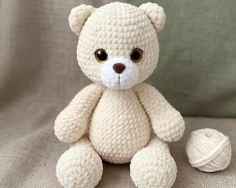 Patroon gehaakte teddybeer pdf, pluche amigurumibeer, patroon schattig knuffeldier, beginnersvriendelijke tutorial