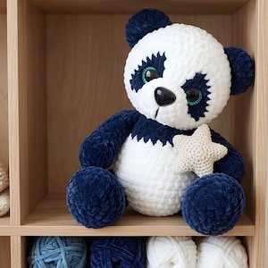 Padrão de crochê de panda em PDF, panda de pelúcia amigurumi, brinquedo de crochê de urso fofo, padrão fácil para iniciantes, download digital imagem 9
