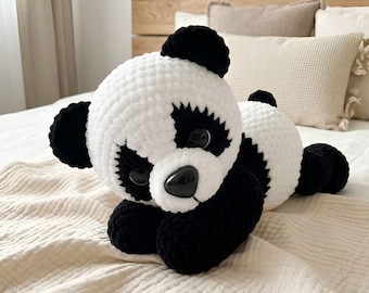 Padrão de crochê de panda em PDF, panda de pelúcia amigurumi, brinquedo de crochê de urso fofo, padrão fácil para iniciantes, download digital