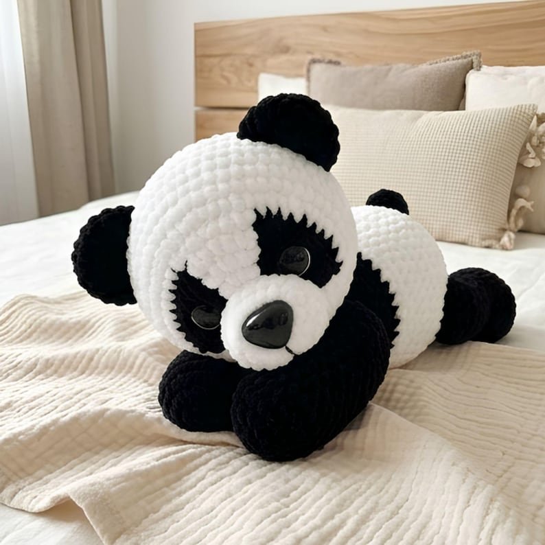 Padrão de crochê de panda em PDF, panda de pelúcia amigurumi, brinquedo de crochê de urso fofo, padrão fácil para iniciantes, download digital imagem 1