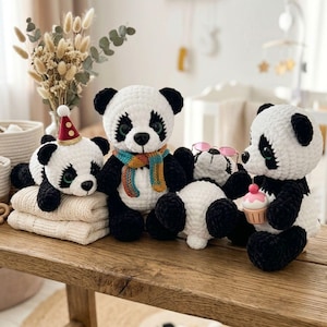 Padrão de crochê de panda em PDF, panda de pelúcia amigurumi, brinquedo de crochê de urso fofo, padrão fácil para iniciantes, download digital imagem 3