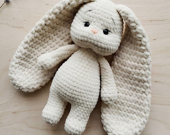 Padrão de crochê para coelho de veludo macio, brinquedo de coelho amigurumi em PDF (download digital)