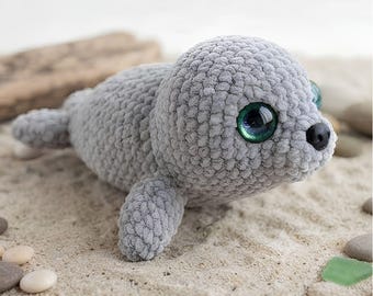 Haakpatroon voor een amigurumi zeehond, pluche zeehond (PDF), gehaakt zeedier, handgemaakt cadeaupatroon