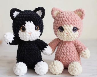 Haakpatroon voor een kat (PDF), patroon voor een pluche kat (amigurumi), dik gehaakt kattenspeeltje, schattige pluche kat, direct te downloaden