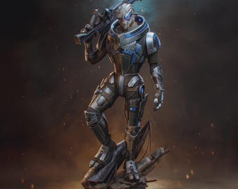 Garrus / Estatua de resina 16K pintada a mano / Decoración de Mass Effect