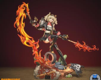 The Flame Biker | Hand Painted 16K Resin Statue | Gamer Decor