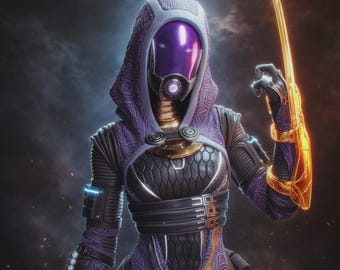 Tali' Zorah / Estatua de resina de 16 quilates pintada a mano / Decoración de Mass Effect