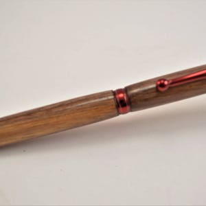 Free US Shipping! Hand Turned from Black Walnut with Red Chrome Accents, Executive Pen, Custom Wood Pen, Heirloom Pen