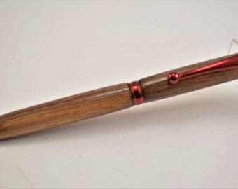 Free US Shipping! Hand Turned from Black Walnut with Red Chrome Accents, Executive Pen, Custom Wood Pen, Heirloom Pen