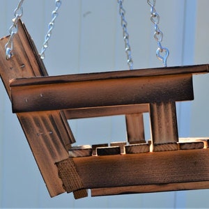 NEW Flame Enhanced Cedar, Personalized Porch Swing Bird Feeder, Shou Sugi Ban, Rustic, Thank you gift, Housewarming image 5