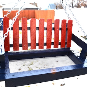 Sports Team Colors!  Cedar Porch Swing Bird Feeder, Red Socks fan, Buffalo Bills Fan,Thank you gift, Free US SHIPPING! Super Bowl!