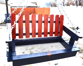 Sports Team Colors!  Cedar Porch Swing Bird Feeder, Red Socks fan, Buffalo Bills Fan,Thank you gift, Free US SHIPPING! Super Bowl!