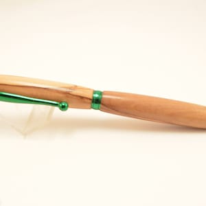 Free US Shipping!! Hand Turned Exotic Zebrawood Pen, Executive Pen, Click Pen, Green Chrome, Custom Wood Pen, Heirloom Pen