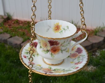 Happy Mother's Day ,Vintage Tea Cup Bird Feeder, Cup and Saucer Feeder, Unique Feeder, Housewarming Gift.  FREE  SHIPPING!