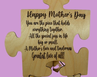 Mother's Day Puzzle Piece Freestanding Wooden sign, Mother's Day decor,  Free US Shipping!