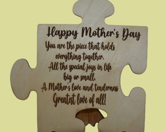 Mother's Day Puzzle Piece Freestanding Wooden sign, Mother's Day decor,  Free US Shipping!