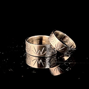 Western Wedding Band Set *Custom Brand - Hand Engraved