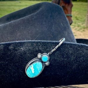 Cowboy Hat Pin - Turquoise & Silver no.1