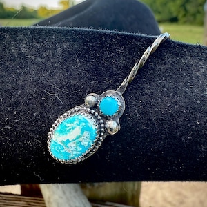 Cowboy Hat Pin - Turquoise & Silver no.2