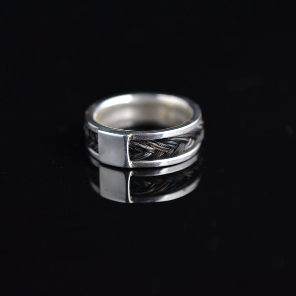 Silver Horse Hair Inlay Ring *Horse Memorial Ring