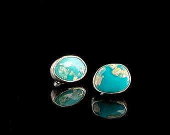 Turquoise Stud Earrings - Ethically sourced in the USA-Handmade by ME