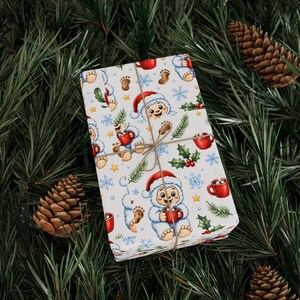 Baby Bigfoot Christmas Wrapping Paper, Cozy Cryptid Holiday Gift Wrap, Hot Cocoa Christmas Present Wrap