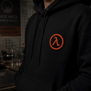 Naszywka Lambda, Naszywka Half Life, Naszywka Half-Life, Czarna naszywka Mesa, Naszywka Gordon Freeman, Naszywka Gamer, Naszywka na plecak gamingowy cosplay zdjęcie 3