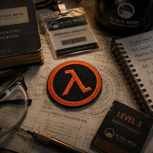 Naszywka Lambda, Naszywka Half Life, Naszywka Half-Life, Czarna naszywka Mesa, Naszywka Gordon Freeman, Naszywka Gamer, Naszywka na plecak gamingowy cosplay zdjęcie 6