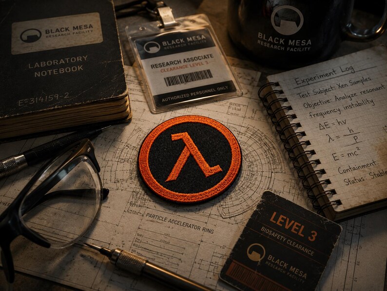 Naszywka Lambda, Naszywka Half Life, Naszywka Half-Life, Czarna naszywka Mesa, Naszywka Gordon Freeman, Naszywka Gamer, Naszywka na plecak gamingowy cosplay zdjęcie 6