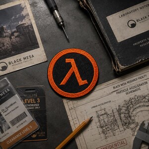 Naszywka Lambda, Naszywka Half Life, Naszywka Half-Life, Czarna naszywka Mesa, Naszywka Gordon Freeman, Naszywka Gamer, Naszywka na plecak gamingowy cosplay zdjęcie 7
