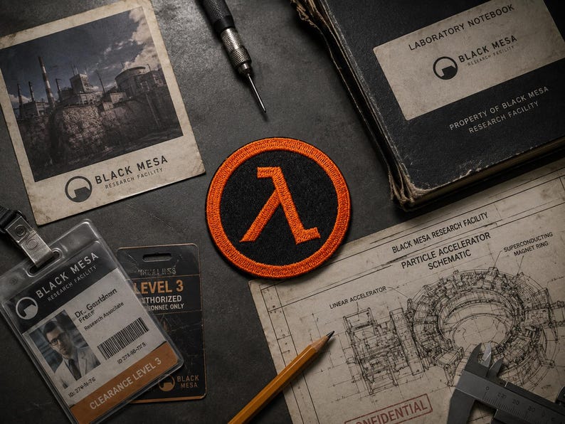 Naszywka Lambda, Naszywka Half Life, Naszywka Half-Life, Czarna naszywka Mesa, Naszywka Gordon Freeman, Naszywka Gamer, Naszywka na plecak gamingowy cosplay zdjęcie 7