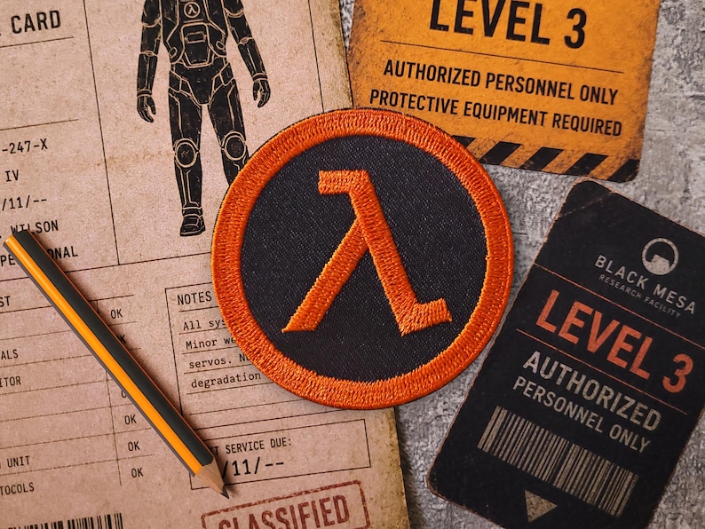 Naszywka Lambda, Naszywka Half Life, Naszywka Half-Life, Czarna naszywka Mesa, Naszywka Gordon Freeman, Naszywka Gamer, Naszywka na plecak gamingowy cosplay zdjęcie 1