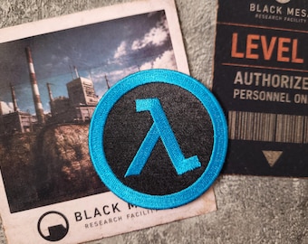 Naszywka Half Life Blue Lambda, haftowana, czarna mesa, naszywka na kurtkę gracza, dodatek do cosplayu
