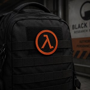 Naszywka Lambda, Naszywka Half Life, Naszywka Half-Life, Czarna naszywka Mesa, Naszywka Gordon Freeman, Naszywka Gamer, Naszywka na plecak gamingowy cosplay zdjęcie 4