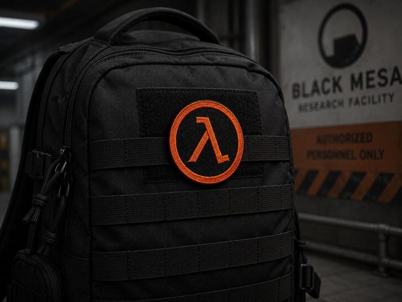 Naszywka Lambda, Naszywka Half Life, Naszywka Half-Life, Czarna naszywka Mesa, Naszywka Gordon Freeman, Naszywka Gamer, Naszywka na plecak gamingowy cosplay zdjęcie 4