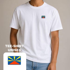 Tee-shirt brodé - drapeau île de la Réunion 974