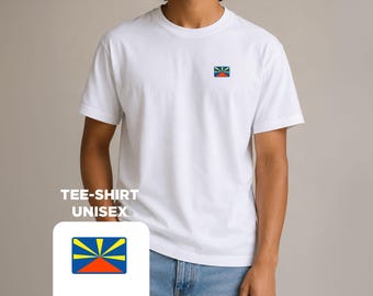 Tee-shirt brodé - drapeau île de la Réunion 974