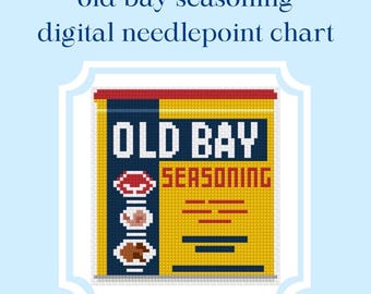 Old Bay Seasoning Seafood Boil Needlepoint Stitch Chart PDF Instant Download