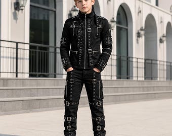 Chaqueta de Michael Jackson del álbum Bad, chaqueta infantil estilo rock metal para cosplay de MJ