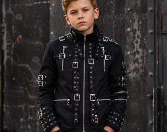 Michael Jackson Jacke im Bad-Album-Stil, MJ Cosplay Rock Metal Jacke für Kinder